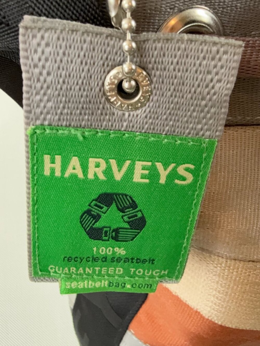 HARVEYS Large Metallic Striped Seatbelt Drawstring Bucket Bag Made in USA - Picture 13 of 14
